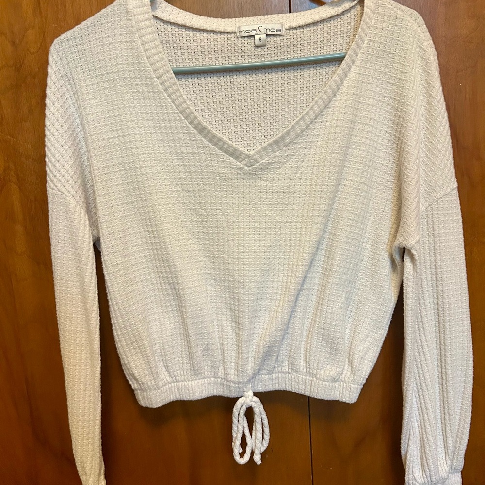 Moa Moa Cream Waffle Knit Top